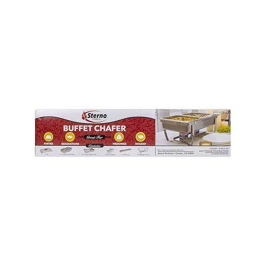 Sterno Buffet Kit Foldable Chafing Dish Buffet Set - Chafing Dishes for Buffet & Catering Food Warmers - Catering Supplies & Food Warming Trays for Buffet Party - 8-Piece Chafing Dish Set
