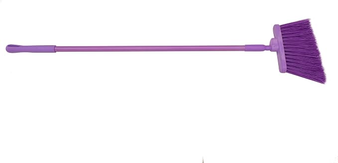 SPARTA 41083EC68 Plastic Color Coded Broom, Unflagged Bristles, Long Broom With Angled Head For Small Debris Cleaning, 56 Inches, Purple