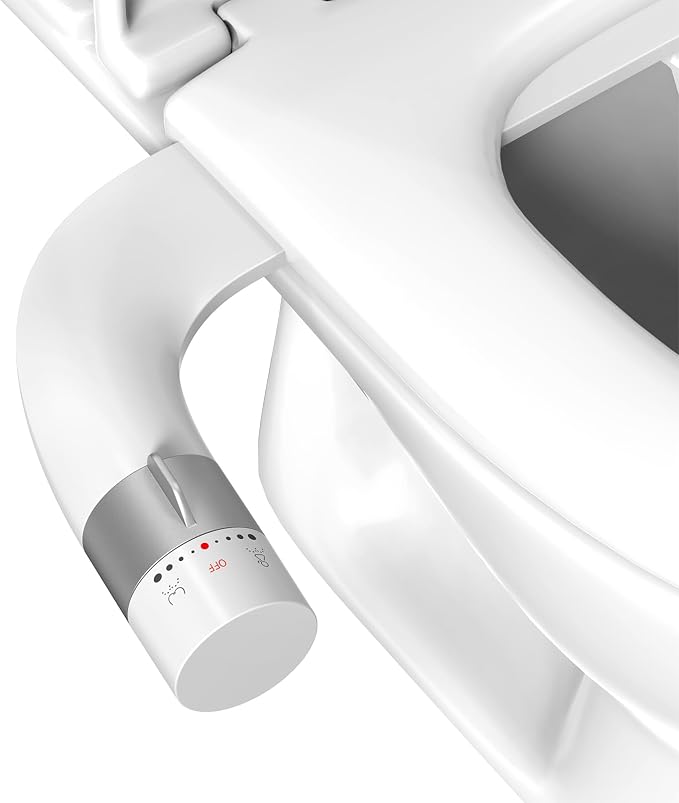 Non-Electric Bidet Dual Mode Bidet Attachment for Toilet, Ultra Slim Rotary Switch Retractable Nozzles for Rear & Feminine Cold Water Wash, Adjustable Water Pressure, Stainless Steel Inlet