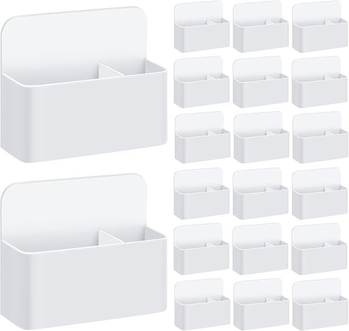 Colarr 20 Pack Magnetic Dry Erase Marker Holder Bulk Whiteboard Magnetic Marker Holder Pen Pencil Organizer for Classroom Whiteboard Refrigerator Locker Storage (White)