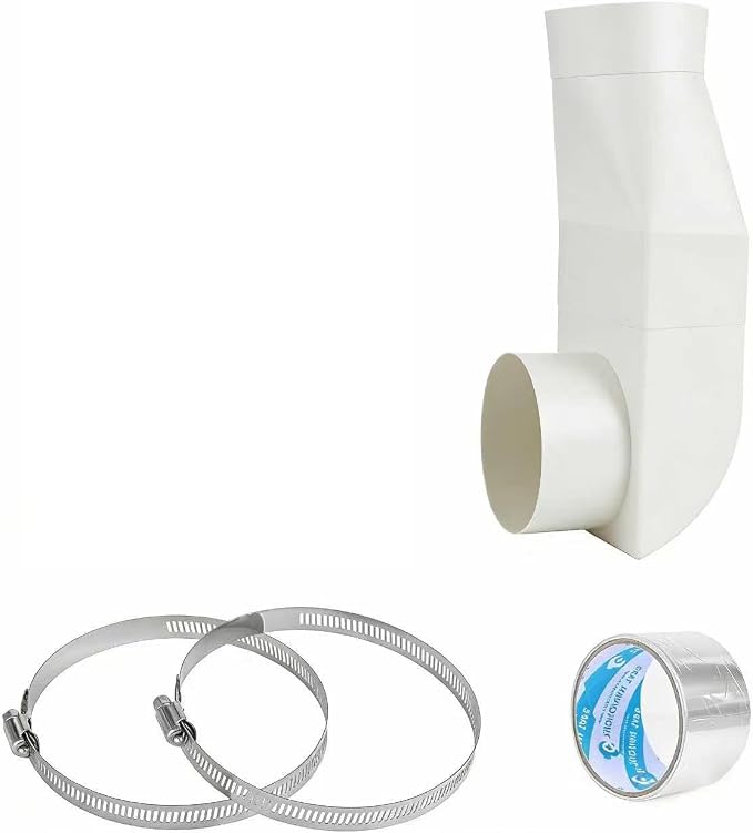 Upgraded Stainless Steel Periscope Dryer Vent Kit with 90° Elbow Straight Out Design – narrow space 4-In Exhaust Duct for Tight Spaces, low profile dryer vent duct, Fits Gas & Electric Dryers, (White)