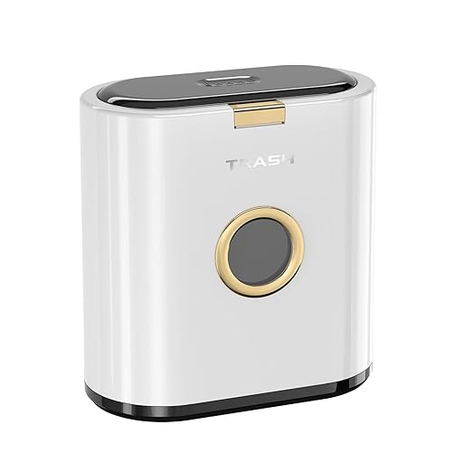 Bathroom Trash can with lid, 3.4 gallon/13 Liter Ultra-Thin Plastic Trash can, Press flip lid Sealed, Suitable for Kitchen, Bedroom, Office, Laundry Room, Toilet, RV (White)