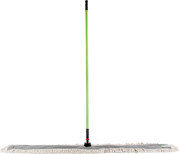 Restaurantware-Clean Tek Professional 59.84 x 5 Inch Dry Floor Mop, 1 Disposable Dust Mop - 64-Inch Handle, Secure Attachment, Blue Cotton, Ideal For Floor,Cleaning Home, Office