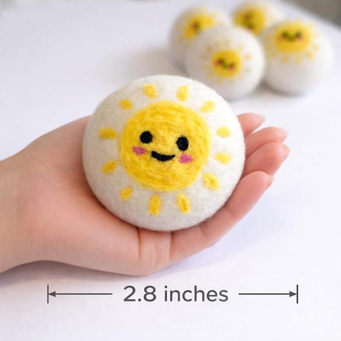 Wool Dryer Balls - 6 Pack, 100% New Zealand Wool - Reusable Natural Laundry Softener, No More Dryer Sheets, Helps Reduce Static & Wrinkles