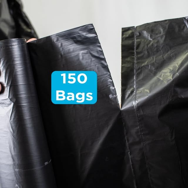 Highbar Select Large Black Trash Bags 55-60 Gallon Heavy Duty, 150 Count, High Density, 22 Micron, 38" x 60", Ideal for Schools, Janitorial, Bathrooms,