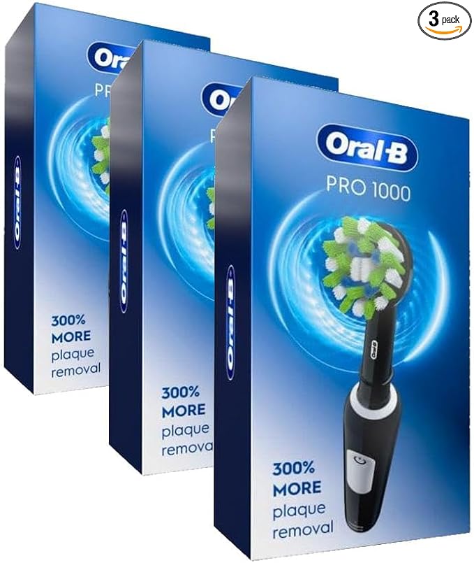 Oral-B Pro 1000 Rechargeable Electric Toothbrush, Black (Pack of 3)