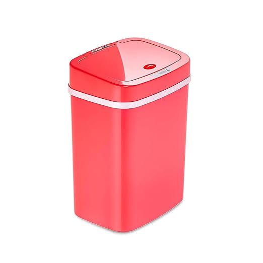 DZT-12-5S Smart Motion Sensor Trash Can 10.3 * 7.8 * 14.1inch | 0.3s Fast Opening, Auto Close & Touch-Free Operation for Home and Office (Rose-Pink)