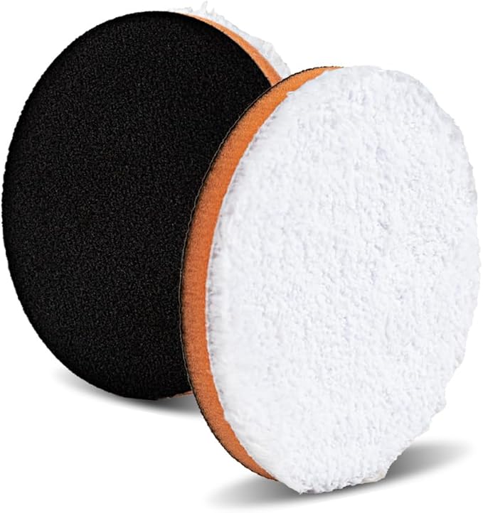 5.25" Black Microfiber/White OSP Microfiber pad kit. (2-Pack). Fits 5" Backing Plate.