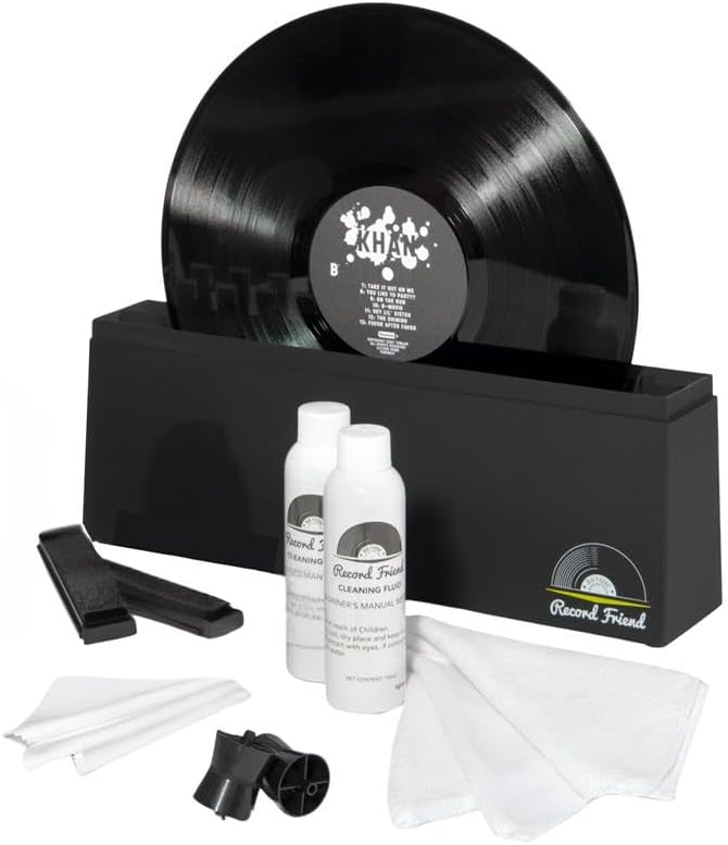 Big Fudge Vinyl Record Cleaning Kit for Vinyl Records - Includes Cleaning Machine & Vinyl Record Cleaning Care Solution - Microfiber Cloth & Rack for Record Player Accessories