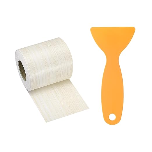 HARFINGTON Wood Grain Repair Tape 2 Inch x 33ft Self Adhesive Repair Patch Tape Simulated Wooden Floor Tapes with Plastic Scraper for Tables Doors Windows Furniture, White Poplar