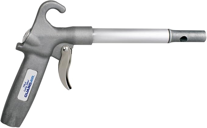 Guardair Long John Safety Air Gun with 06-Inch Aluminum Extension, High Performance OSHA Compliant Alloy Nozzle, Gray/Silver (75LJ006AA)