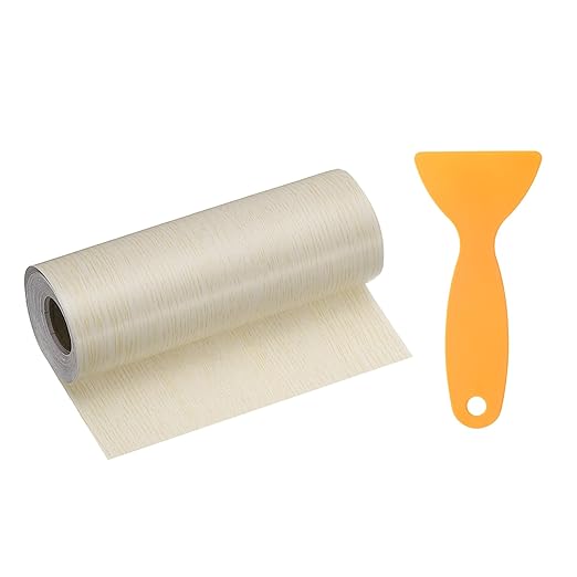 HARFINGTON Wood Grain Repair Tape 6 Inch x 33ft Self Adhesive Repair Patch Tape Simulated Wooden Floor Tapes with Plastic Scraper for Tables Doors Windows Furniture, White Oak