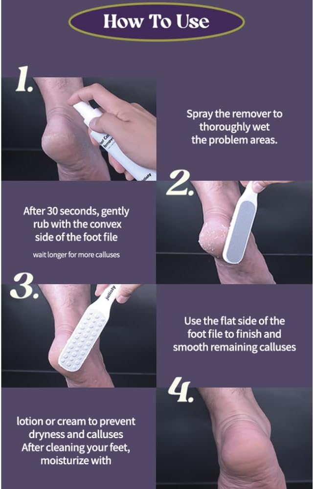 Foot Callus Remover Home Care Set – Professional Stainless Foot File & Scrubber, Exfoliating Serum for Smooth Skin, Effective on Wet and Dry Feet