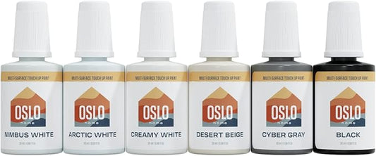 Multi-Pack Porcelain Touch Up Paint– 6 Most Popular Colors - Whites + Other, Made in USA, w/Brush in Bottle, Self-Priming, for Appliances + Bathroom Fixtures, Sinks, Tile, Metal & More