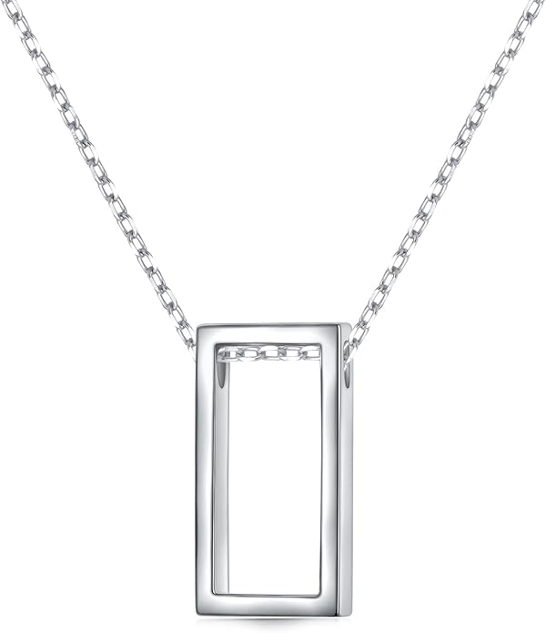 DAOCHONG 925 Sterling Silver Geometric Shapes Necklace Triangle/Rectangle/Rhombus/Circle Pendant Necklace for Women Jewelry Gifts