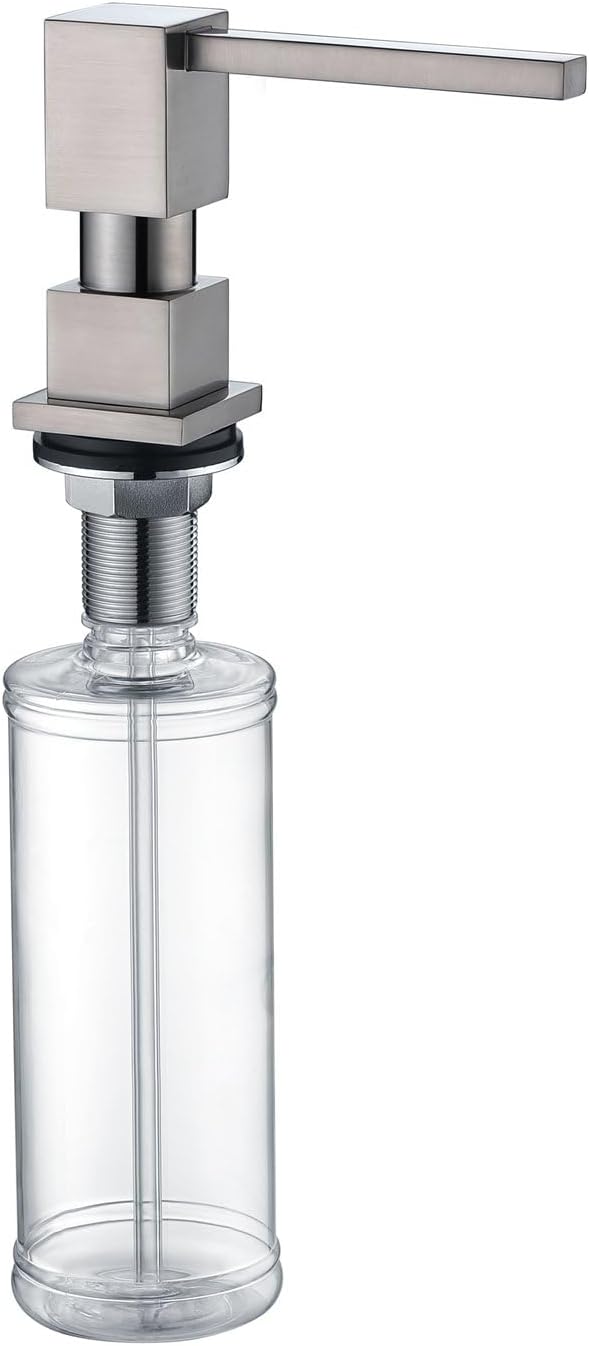 Soap Dispenser for Kitchen Sink, Built in Square Pump Brushed Nickel 17 OZ Modern Design Kitchen Sink Countertop Soap Dispenser