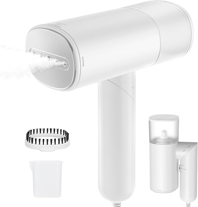 Handheld Steamer for Clothes, 1200W Foldable Travel Steamer, 20 Sec Preheat Garments Wrinkle Remover, 120V Portable Hand Iron with 150ml Water Tank, Clothes Steamer for Home Travel White