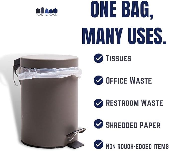 Plasticplace 4 Gallon Trash Bags, 6 Microns, Clear Garbage Can High Density Liners, 17" x 18" (2000 Count)