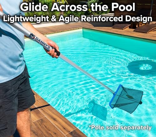 Pool Skimmer Net for Leaves - Deep Bag Pool Nets for Leaves with 15 Feet Aluminum Telescopic Pool Pole Swimming Pool Leaf Net - Heavy Duty, Reinforced Frame, Large Capacity Pool Rake