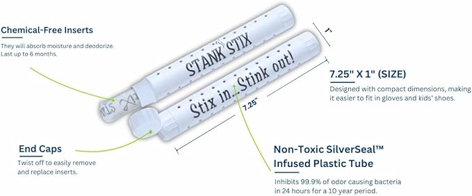 Glovestix StankStix Solos Shoe Deodorizer and Odor Eliminator for Shoes, Boots, Smelly Gym Bags, Boxing, Lacrosse, Soccer & Hockey Gear, Non-Toxic