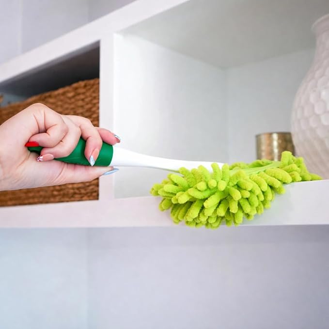 LIBMAN Microfiber Duster for Car Cleaning - 3 Pk Reusable Washable Hand Duster with Handle for Furniture, Screens, Shelves, Blinds - Traps Dust & Allergens