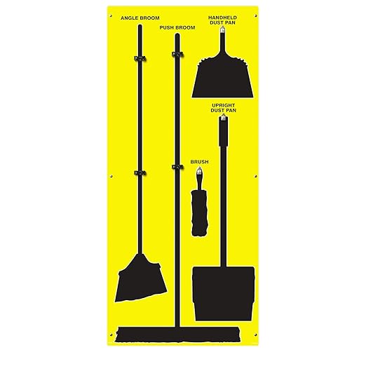 Clean & Sweep 5S Shadow Board/Wall Mount Broom Holder, 68" x 30" Board, 5S Cleaning Station - Board Only, Tools Sold Separately, Made in The USA by AccuformNMC, Yellow/Black, PSB114YLBK
