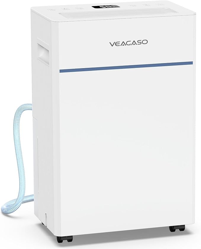 VEAGASO 2500 Sq.Ft. Dehumidifier for Basement with Drain Hose, 32 Pints Dehumidifiers for Home, Bedroom, Garage, 38dB Sleep Mode, Auto-Defrost, 3 Modes, 24H Timer