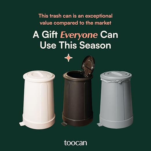 Toocan Trashcan - Nautical Gray -13 Gallon Trash Can with Removable Base & Lid – Patented Design, 40% More Space, Uses Standard Bags, Easy to Clean for Home or Office