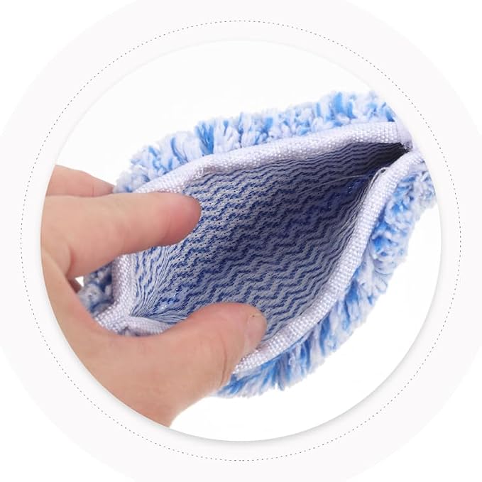 Ipetboom Replacement Window Scrubber Pads 4 Pack Reusable Microfiber Window Cleaner Refills for Bathroom Mirrors Tabletops Glass Cleaning 14.17 X 2.75 X 1.57 in