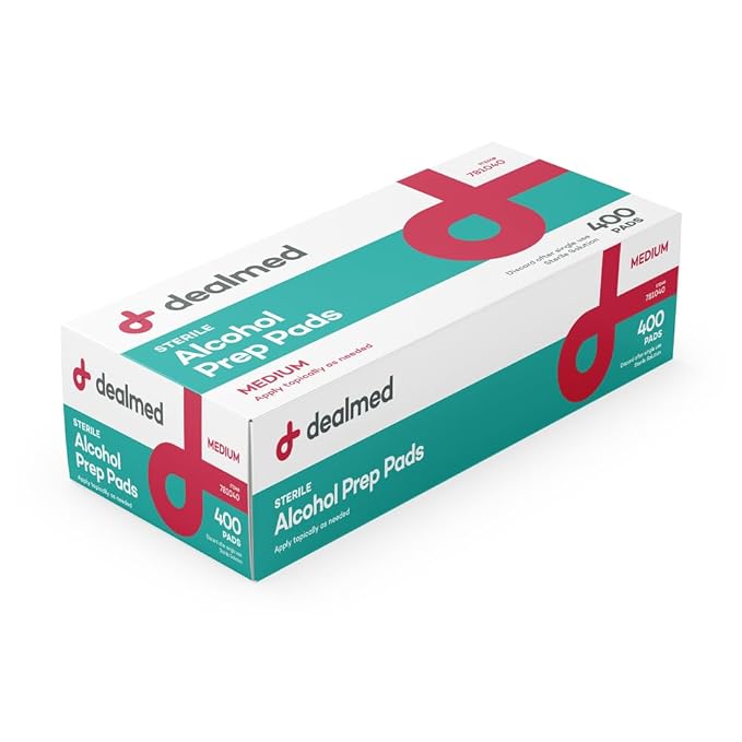 Dealmed Alcohol Prep Pads – 400 Count Medium Latex-Free Gamma Sterilized Antiseptic Wipes, Wound Care Products for First Aid Kits, Home, and Medical Facilities