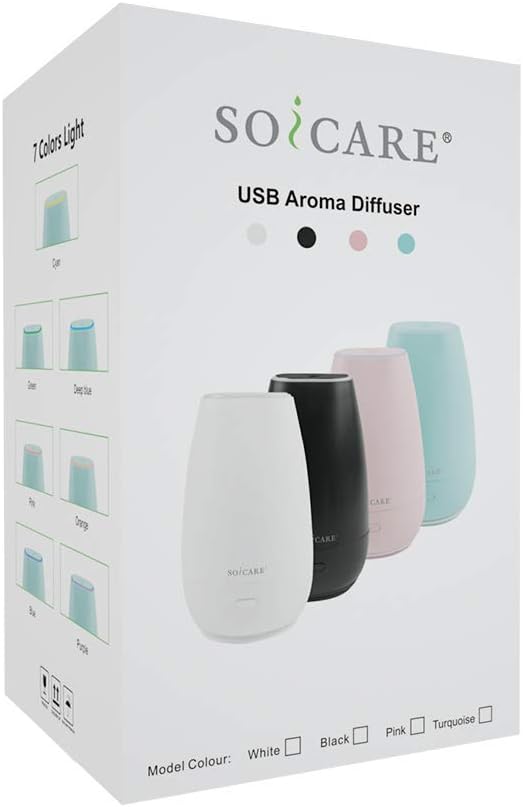 Portable Car Diffuser for Essential Oils, Small USB Aroma Humidifier with Soft Ambient Light, Perfect Personal Scent Diffuser for Vehicle, Home, Gym & Travel – Pink