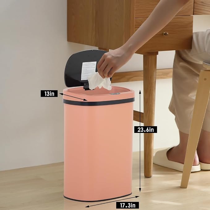 BestOffice Kitchen Trash Can with Lid, 13 Gallon Automatic Garbage Can for Bathroom Bedroom Home Office 50 Liter Touch Free High-Capacity Brushed Waste Bin