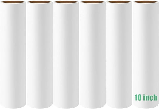 Large Lint Roller Refills 10 inch Wide Ultra Sticky Mega Roller Refills for Evercare Layers Smart Design Leo Cleaning Floor Roller for Removing Pet Hair, 6 Pack Total 360 Sheets