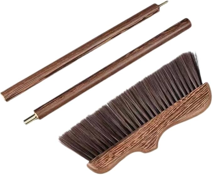 Unomor Wenge Wooden Scrubbing Broom Long Handle Floor Cleaning Broom with Soft Bristle Brush for Dust Removal Indoor Kitchen Patio Courtyard Sidewalk 32.28 X 11.81 X 0.78 in