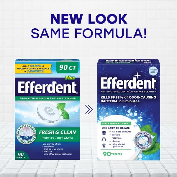 Efferdent Plus Mint Denture Cleanser Tablets 90 Ct (Pack of 7)