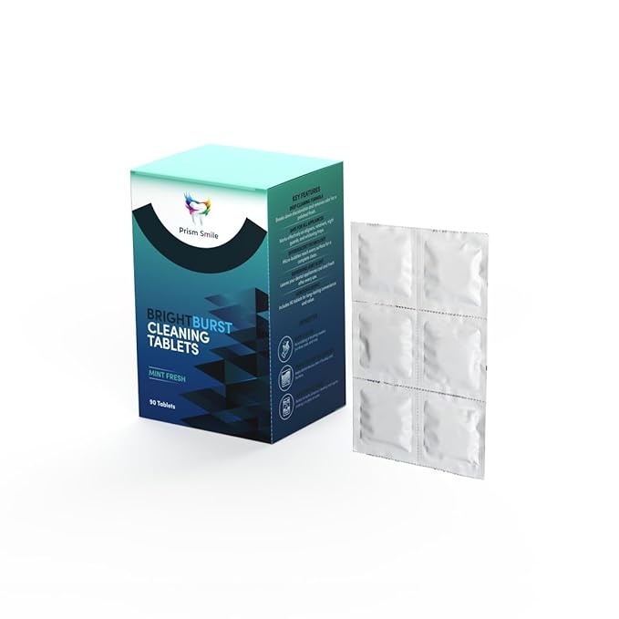 BrightBurst Cleaning Tablets, Mint Fresh, 90 Count, for Clear Aligners, Retainers, Night Guards, Whitening Trays