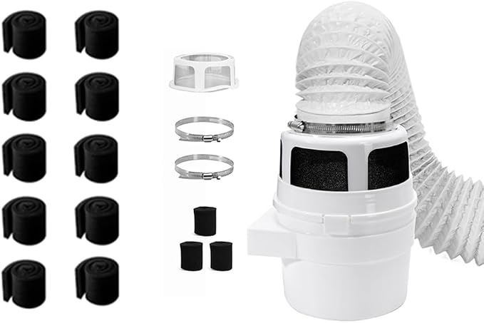 Upgraded Version - VIWINVELA 3 IN 1 Indoor Dryer Vent Kit with White Hose - Dryer Lint Catcher Water Filter Bucket Electric Dryer & VIWINVELA 10 Pack Dryer Filter Replacement