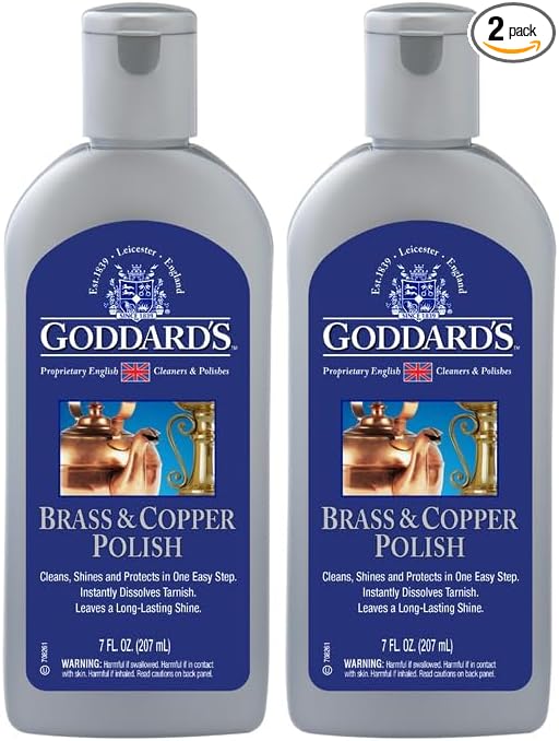 Goddard's Copper & Brass Polish, Copper Cleaner & Brass Cleaner for Long-Lasting Shine, Metal Polish for Pewter, Chrome & More, Metal Polishing Compound, 7 Oz (2-Pack)
