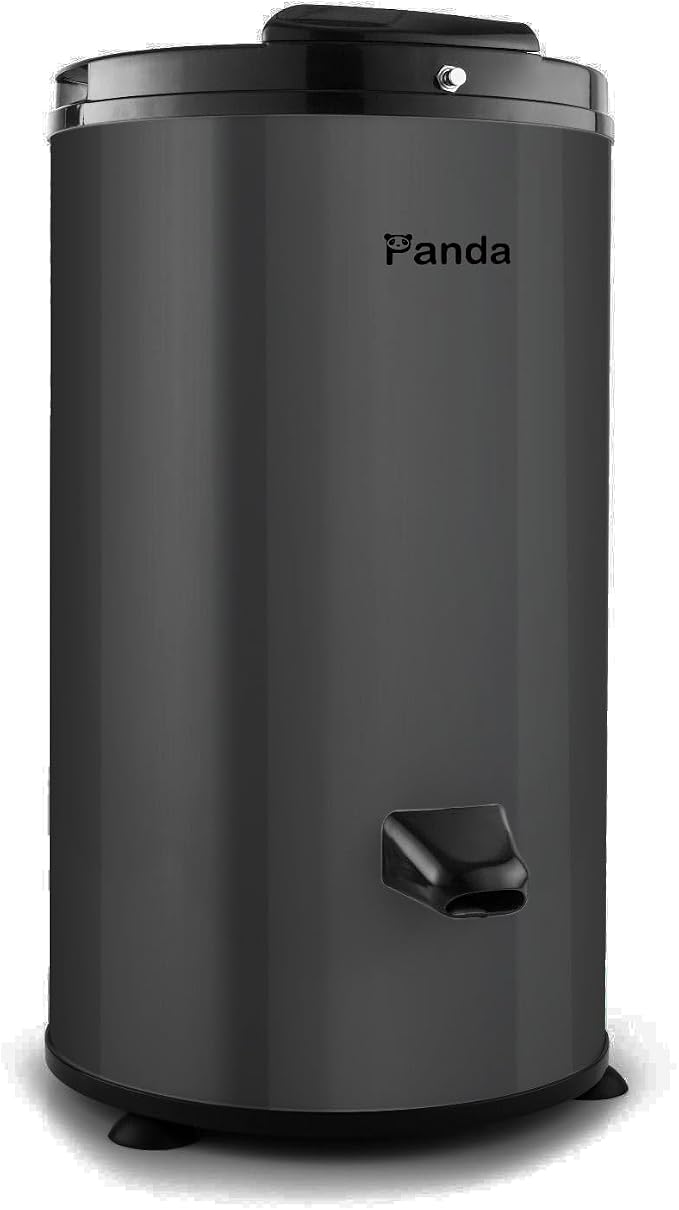 Panda 3200 RPM Portable Spin Dryer – 22lbs Capacity, Stainless Steel Drum & Outer Case, 110V – Sleek Dark Gray