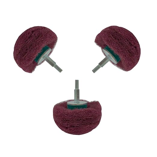 3PCS NonWoven Abrasive Buffing Wheels Polishing Wheel Drill Attachment Set, 3 Inch Scouring Pad Power Scrubber Cleaning Kit, Abrasive Wheel with 1/4" Shank for Polishing/Mirror/Stainless Steel 320Grit