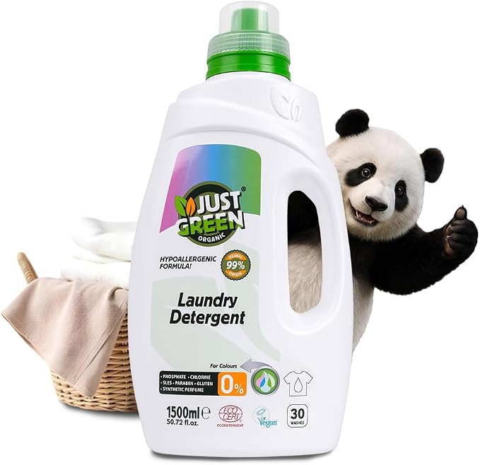 Liquid Laundry Detergent for Colors, Plant-Based Laundry Soap, Non-Toxic, Hypoallergenic, EcoCert Certified, Vegan, Color Protection Formula, 30 Washes, 50.7 fl oz (1500 ml)