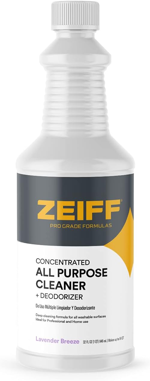Zeiff Pro-Grade All-Purpose Cleaner & Deodorizer - Deep Cleaning & Odor Eliminating Formula For Professional & Home Surfaces - 32 Ounce Concentrate - Lavender Breeze