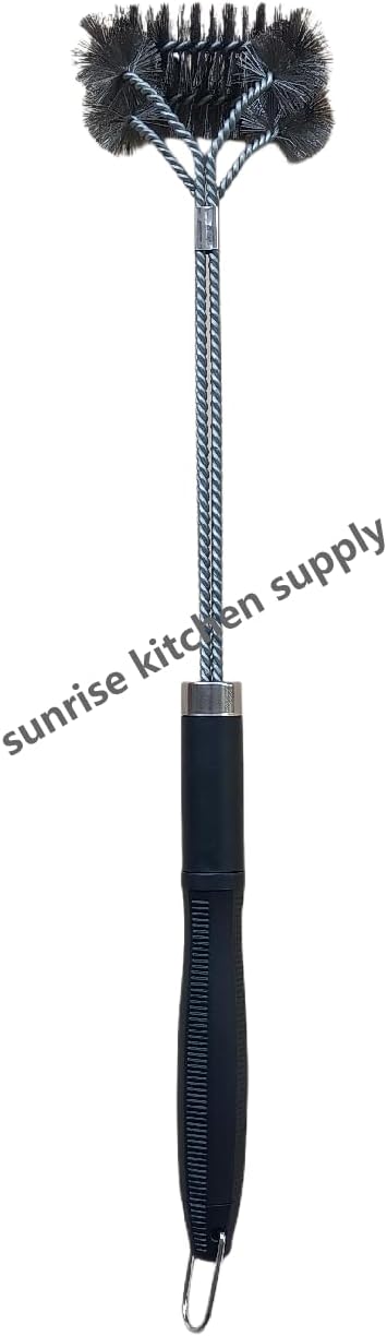 SUNRISE Fryer Brush with Long Handle (Stainless Steel with Plastic Handle, Double Brush)