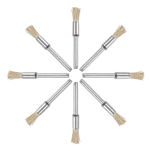 Rocaris 100 Pack Brass Wire Brushes Set, Steel Wire Wheels Pen Brushes Set Kit Accessories for Rotary Tool