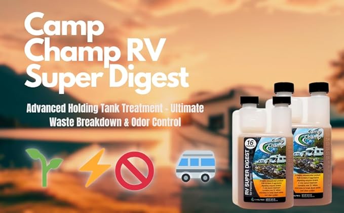 Camp Champ Super Digest | RV Advanced Holding Tank Treatment | ECO-Friendly Strongest Enzyme Blend | Eliminate Tough Clogs | Liquifies Organic Waste