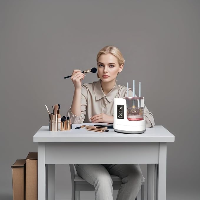 Makeup Brush Cleaner 3 in 1 Electric Makeup Brush Cleaner and Dryer, Automatic Brush Cleaner Machine with Multi-Hour Drying Settings, Portable Design for All Makeup Brush Types