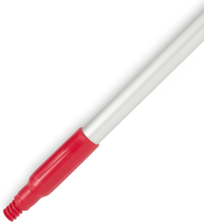 SPARTA Adjustable Aluminum Broomstick, 48” Mop and Broom Handle Replacement with Color-Coded System for Environments with Harsh Cleaning Agents, Aluminum, 48 Inches, Red, (Pack of 12)