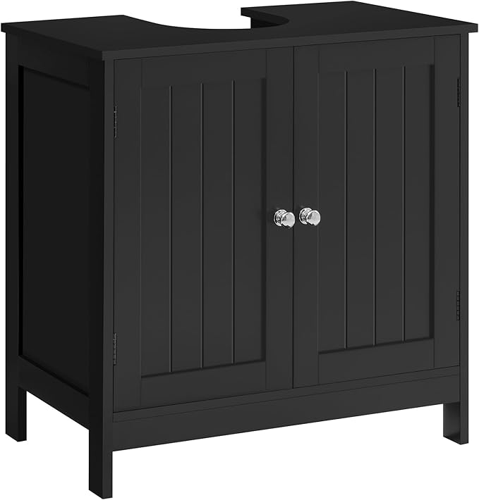 TEENFON Pedestal Sink Storage Cabinet, Under Sink Cabinet with 2 Doors & Shelf, Under Bathroom Sink Cabinet, Pedestal Sink Storage for Bathroom, Black