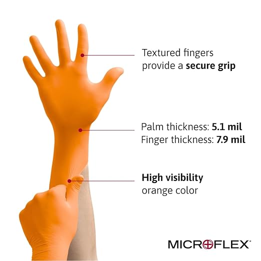 Ansell MICROFLEX Blaze N48 Exam Standard Gloves - Size 2XL, Orange (Case of 1000)
