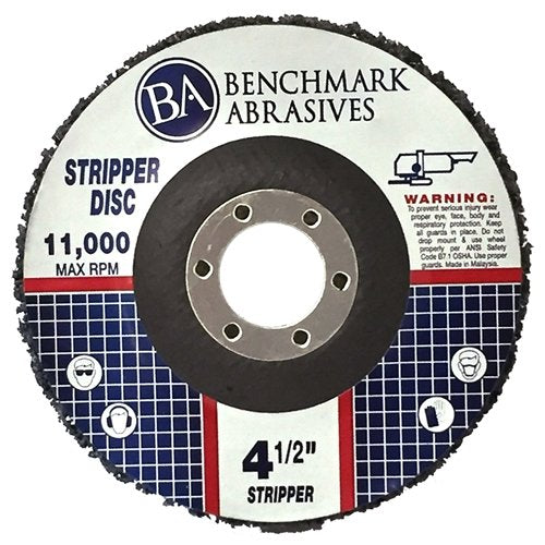 Benchmark Abrasives 4 1/2 Inch Stripping Disc with 7/8" Arbor Angle Grinder Disc Rust Remover for Metal Paint Stripper on Wood, Plastic - Metal Polishing Wheel - Silcone Carbide Strip Disc (10 Pack)